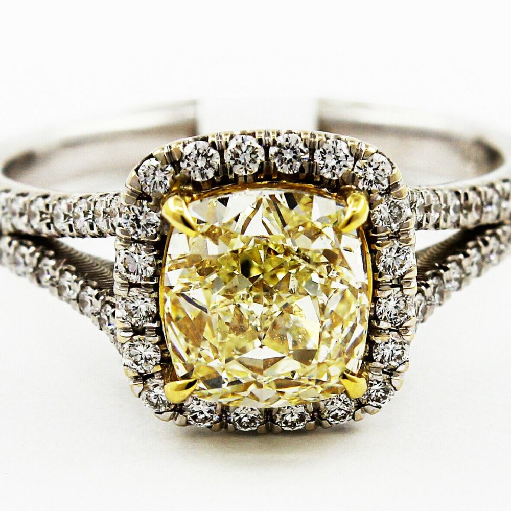 2.40 Carat Cushion Cut FY Diamond Engagement ring